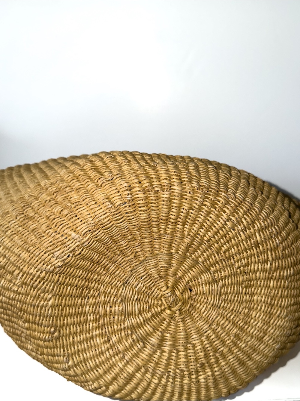 Woven Large Straw Tote Bag with Dark Brown Leather Bound Handles - Picture 7 of 9